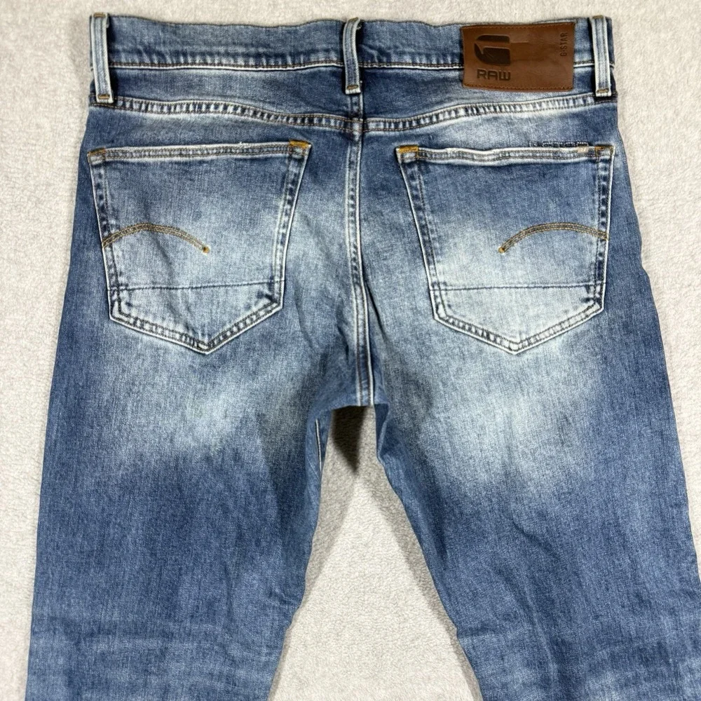 G-Star Raw‎ 3301 Regular Tapered Jeans Mens 32x30 Crazy Wash Stretch Button Fly